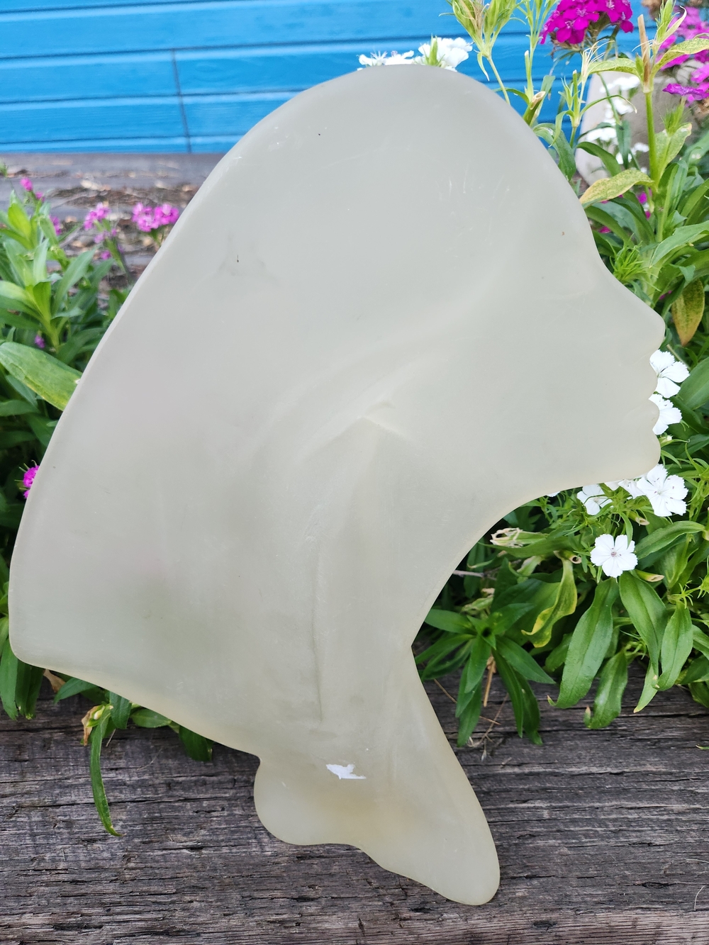 Frosted Lucite Head Sculpture - Cream Decorative Bust - Picture 4 of 13